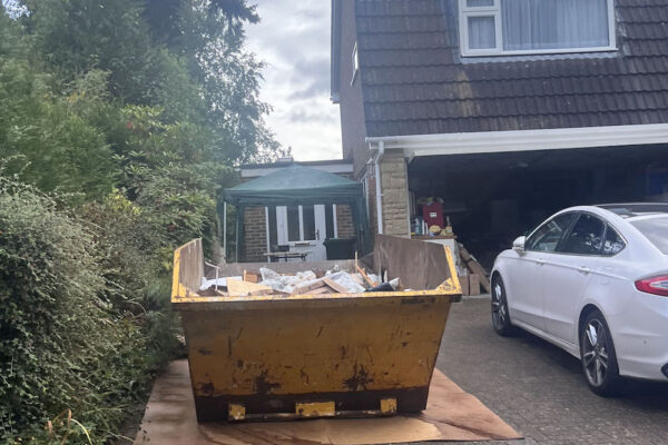 Small skip in use in Rusthall, UK